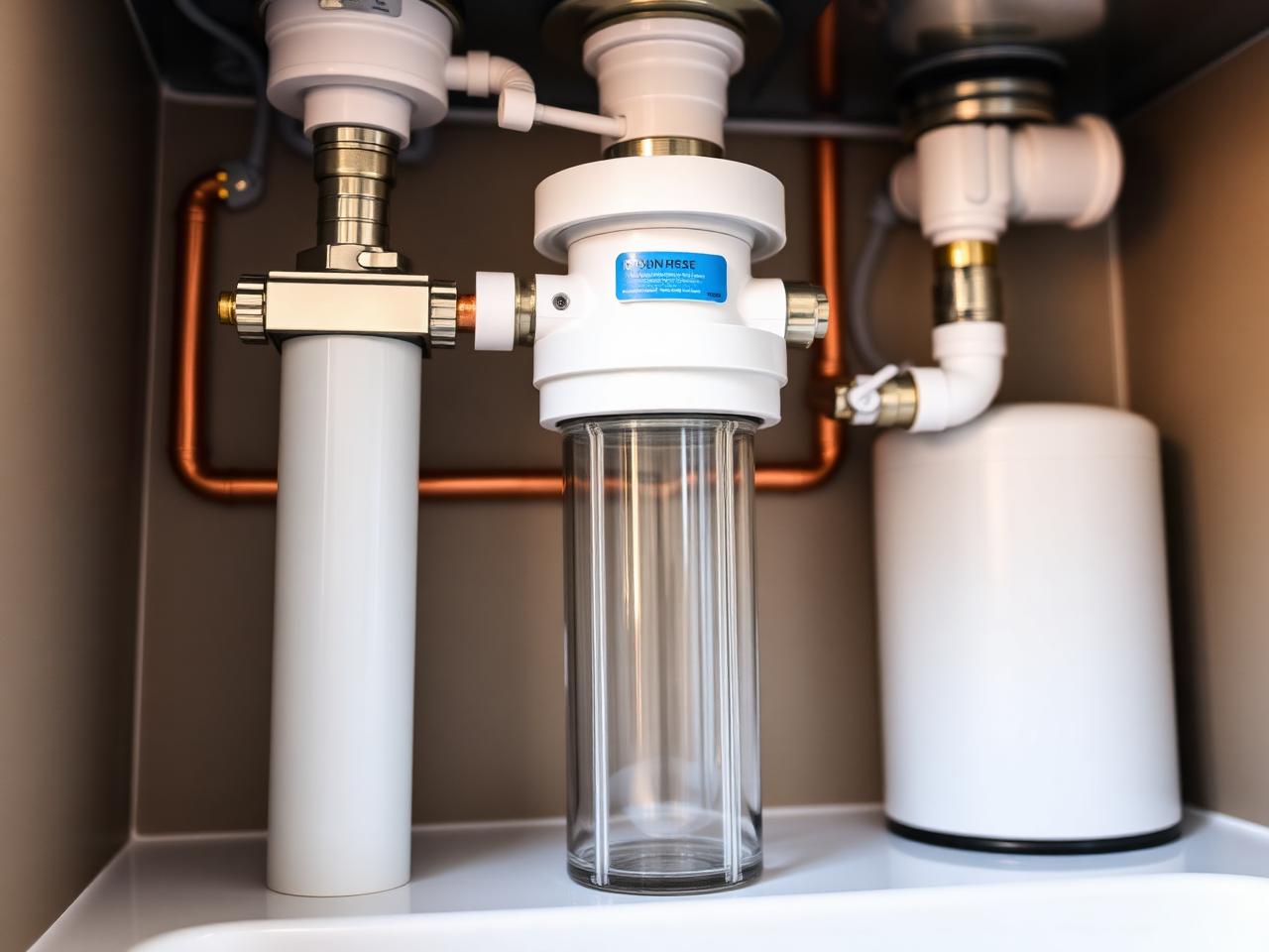 Technician installing a whole-home water softener and filtration system in a Texas garage